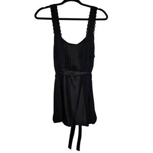 Merona Black Sleeveless Pleated Dress Womens L Modal Tie Back